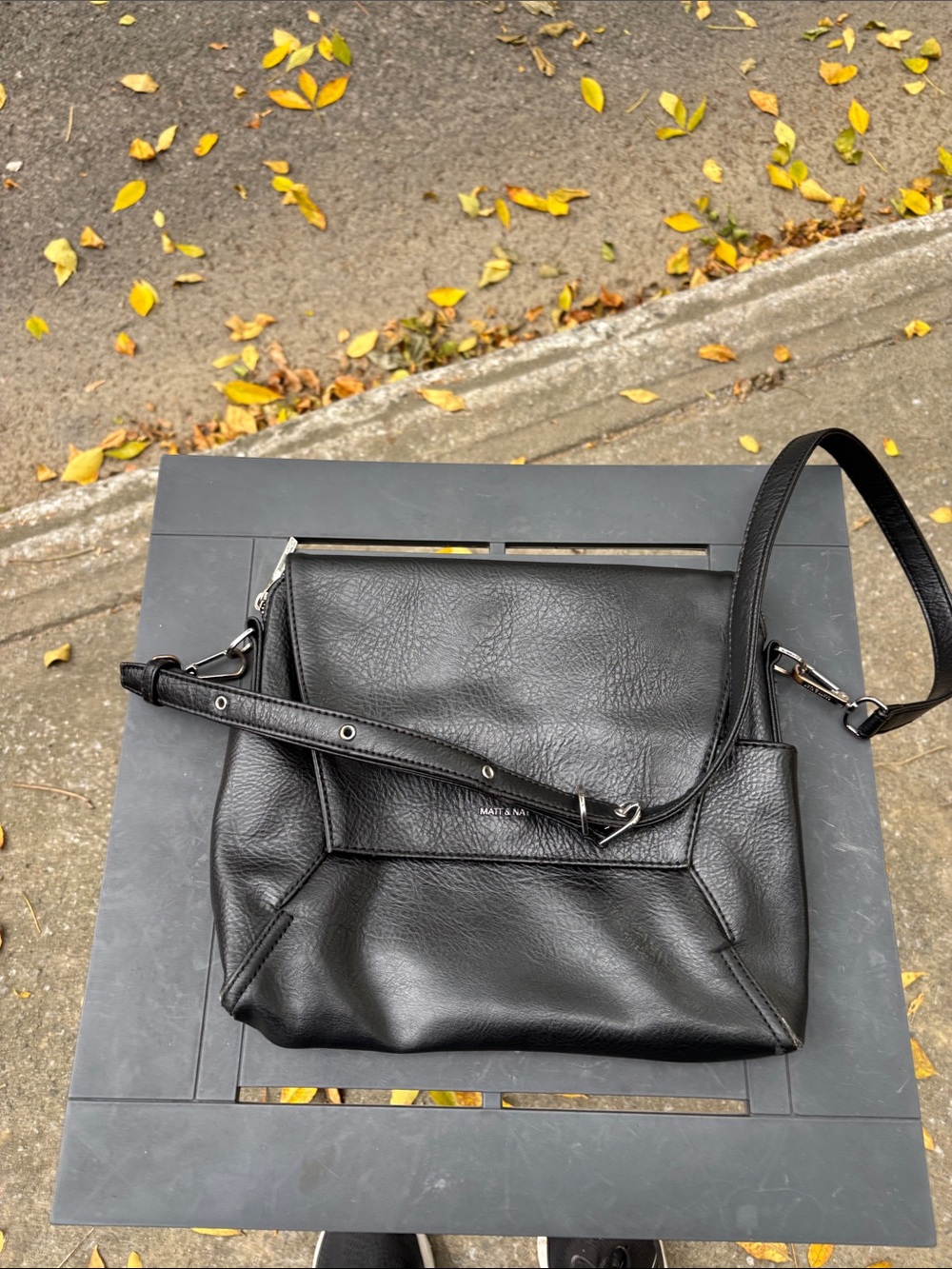 Matt & Nat Black Fold-Over Crossbody Shoulder Bag
